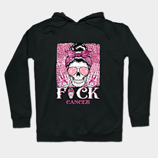 Breast Cancer Skull Fuck Cancer Pink Ribbon Mom Gift For Girl Women Hoodie